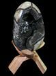 Septarian Dragon Egg Geode - Black Crystals #88184-1